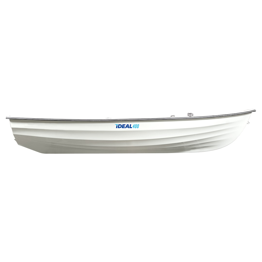 IDEAL 400 moottorivene, valkoinen/valkoinen, airot 240cm nivelhankaimineen, äyskäri