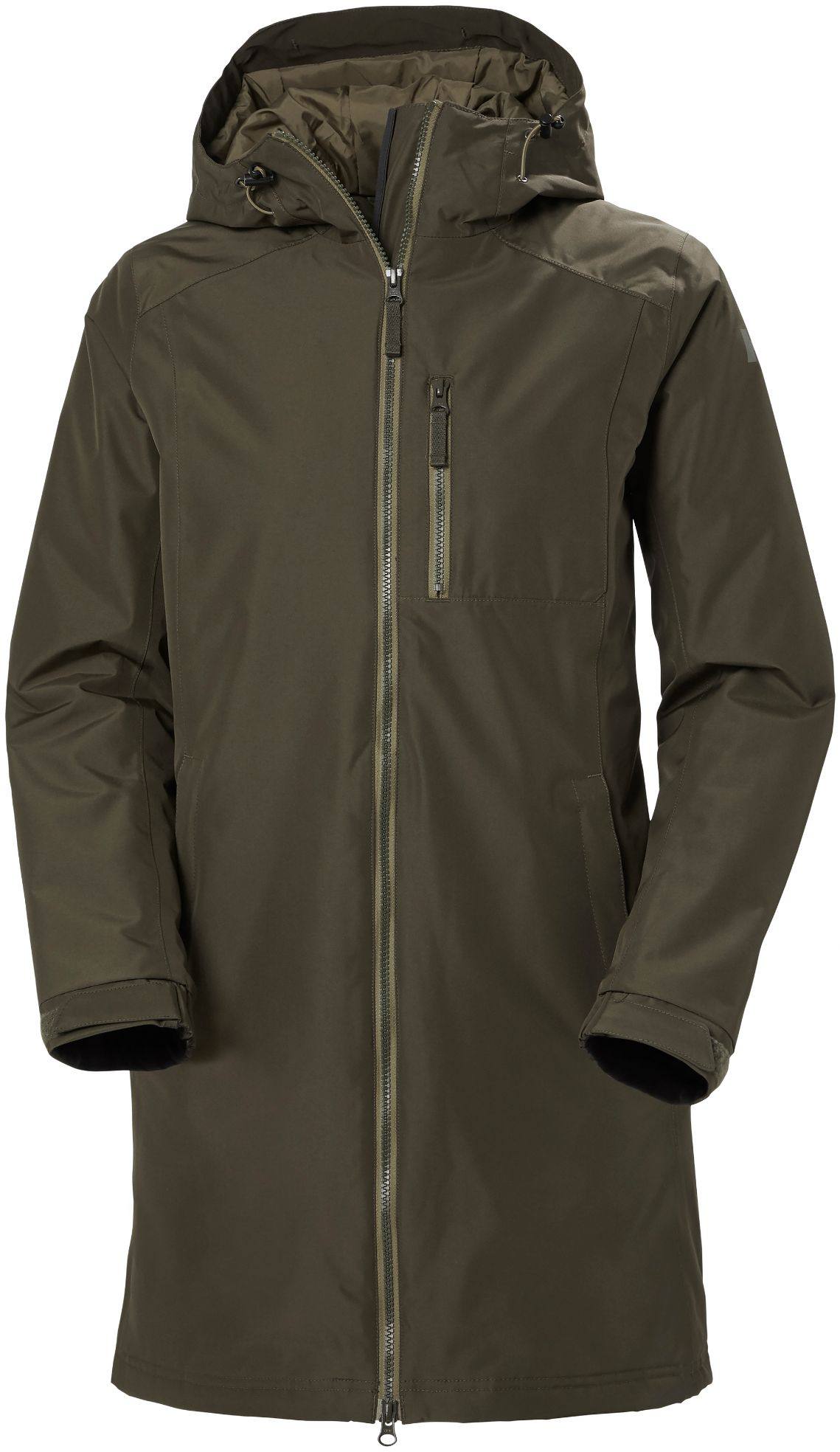 Women's Long Belfast Winter Jacket Tummanvihreä L