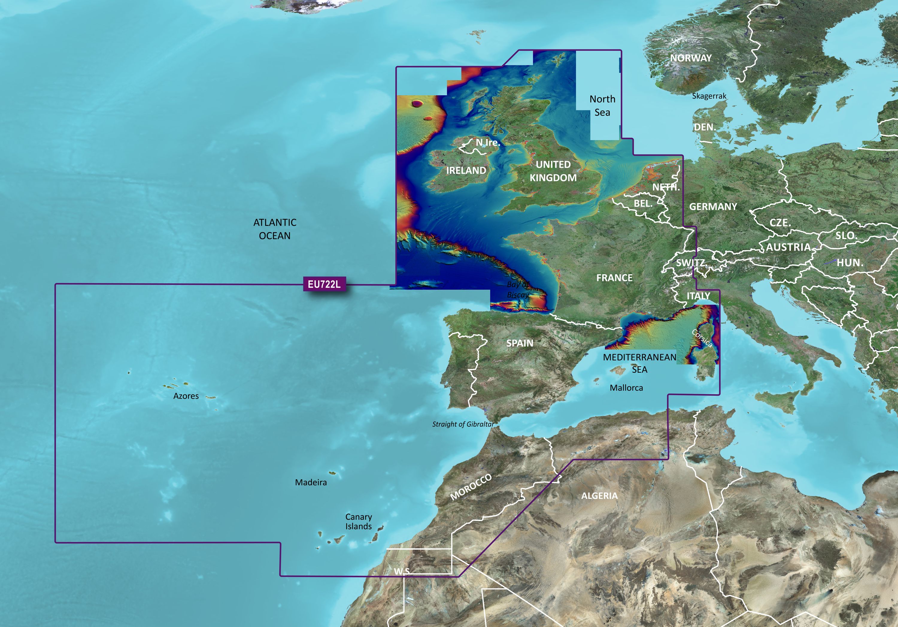 Bluechart g3 vision kartat, veu722l europe atlantic coast